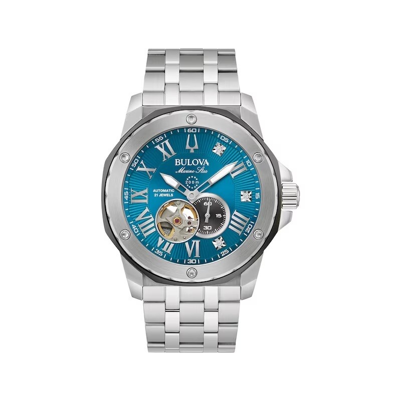 Bulova Marine Star Marc Anthony A Diamond Accent 98D184 45mm 200m WR stainless steel bracelet automatic men's watch