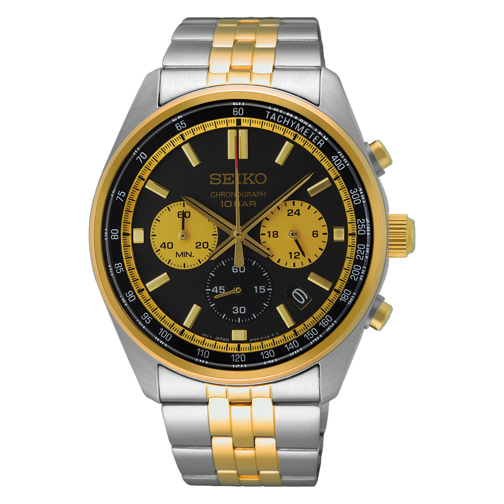 men's chronograph watch Seiko Neosports SSB430P1 41.5mm 100m WR steel strap