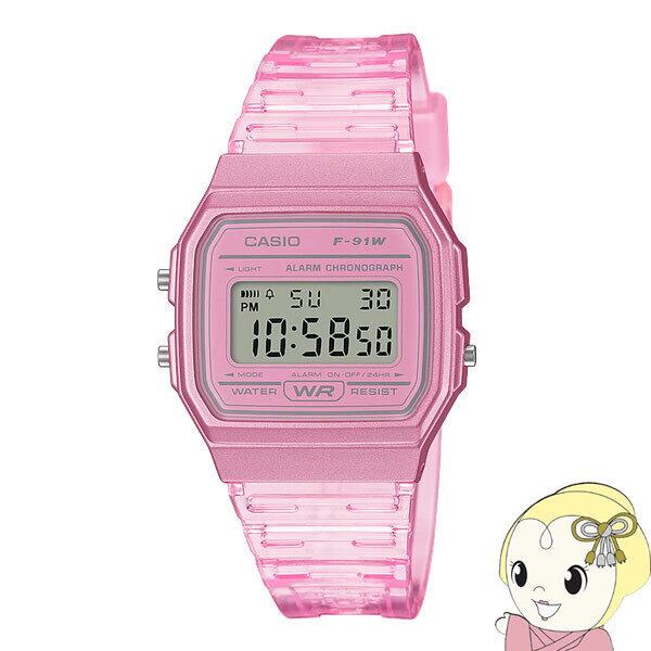 Casio Classic Watch F-91WS-4e pink resin strap 7 years battery alarm chronometer