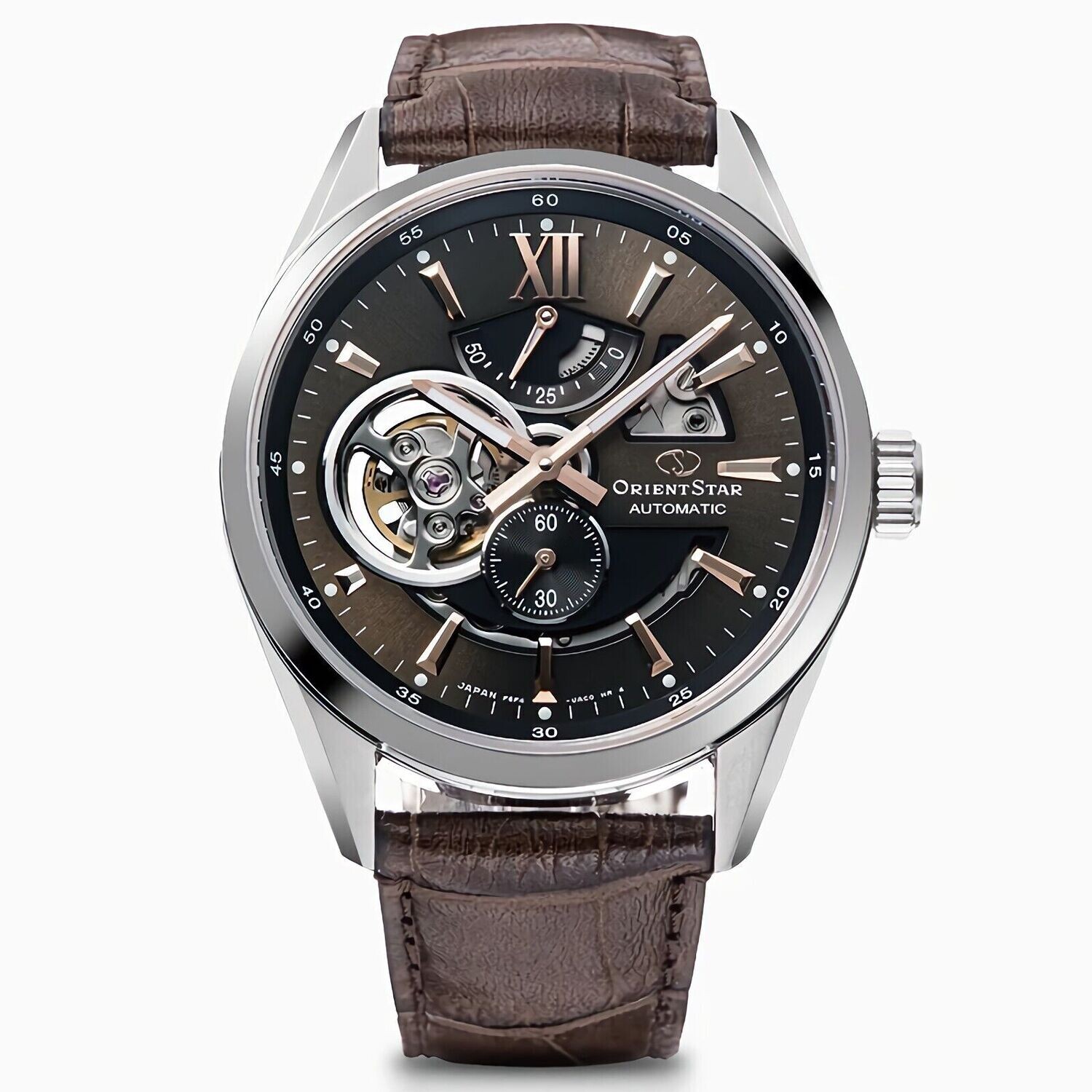 Orient Star Contemporary Semi-Skeleton automatic men's watch RK-AV0008Y JDM 41MM 100m WR sapphire crystal sapphire crystal leather strap JDM (Japanese Indoor Market)