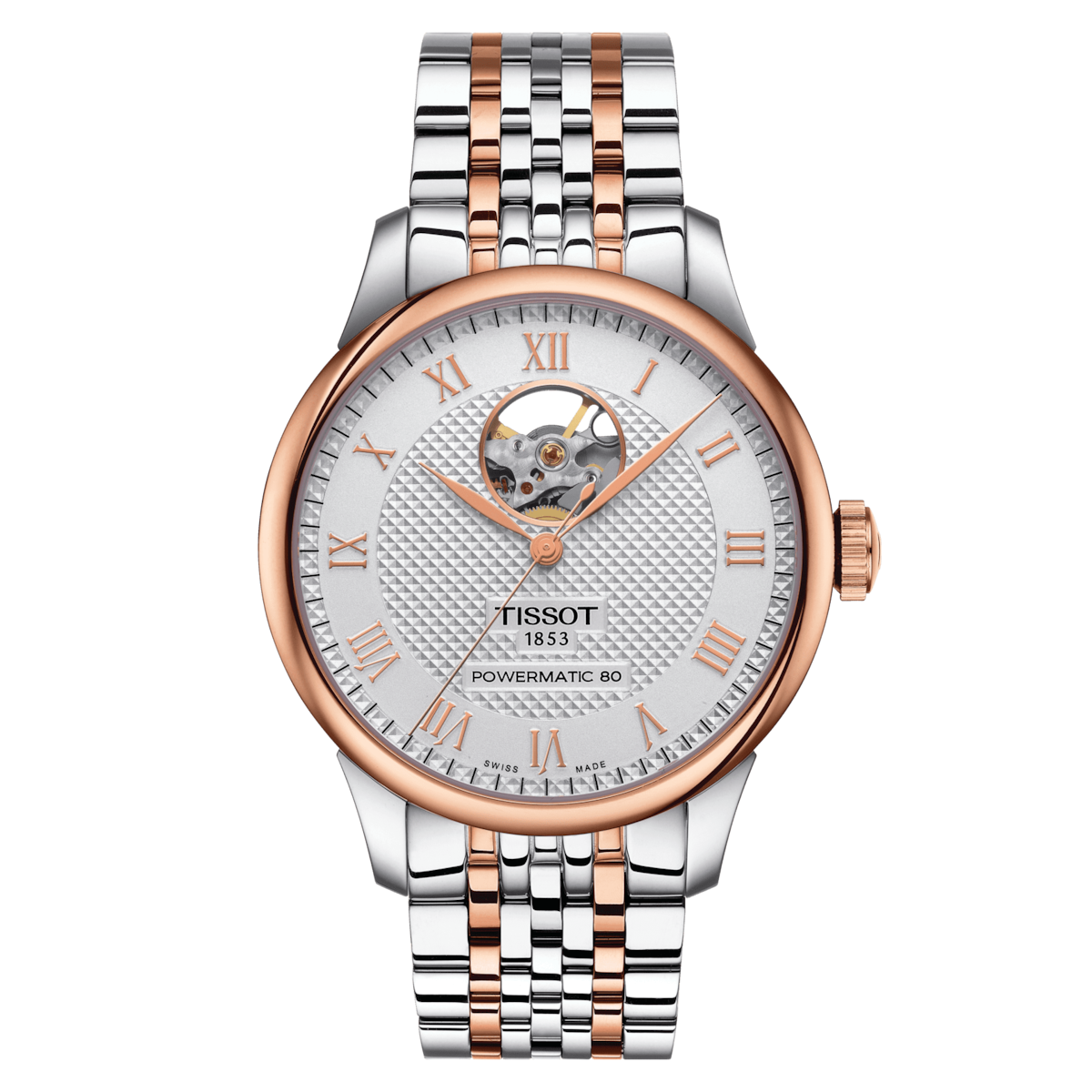 automatic men's watch TISSOT LE LOCLE POWERMATIC 80 OPEN HEART T006.407.22.033.02  39,3 mm 80h power reserve sapphire crystal glass