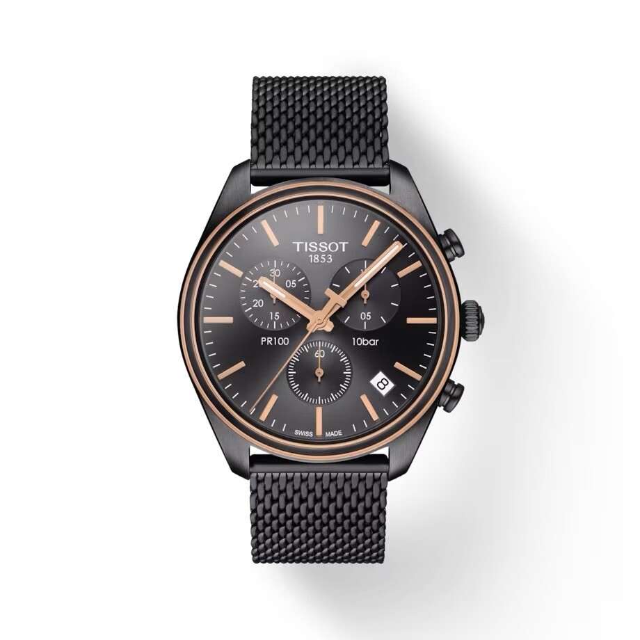 men's watch TISSOT PR 100 CHRONOGRAPH T101.417.23.061.00 41mm sapphire crystal 100m WR