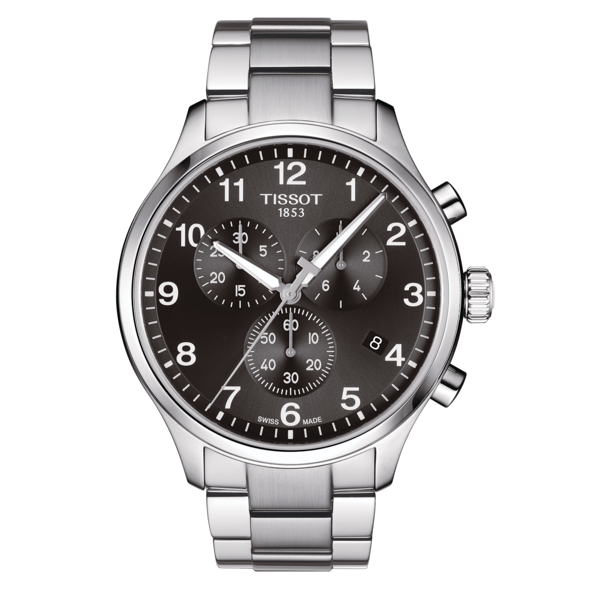 men's chronograph watch TISSOT CHRONO XL CLASSIC T116.617.11.057.01 45mm 100m WR sapphire crystal sapphire crystal stainless steel strap