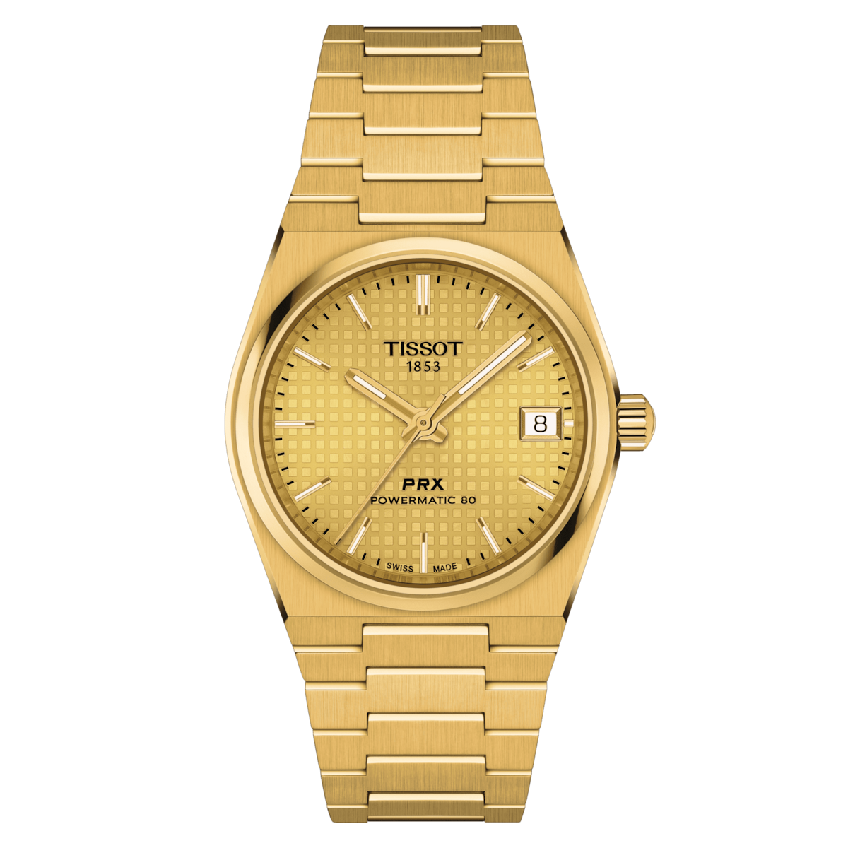 unisex automatic watch TISSOT PRX POWERMATIC 80 35MM T137.207.33.021.00 sapphire crystal 100m WR 80h power reserve Quick-release interchangeable bracelet