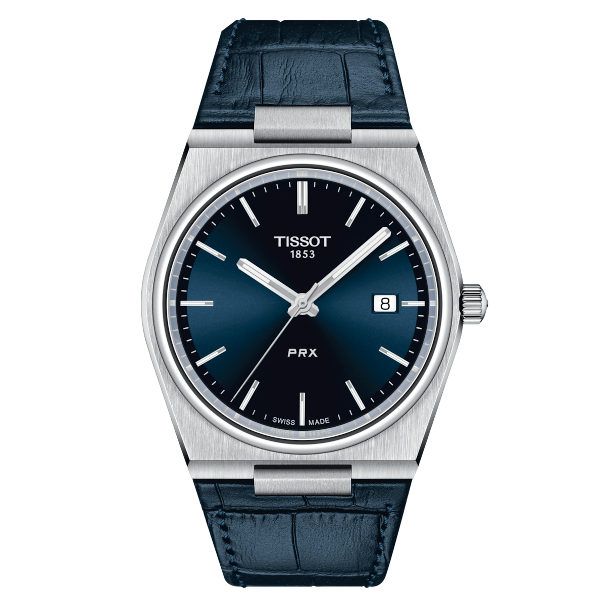 man's watch Tissot PRX T137.410.16.041.00 40mm 100m WR sapphire crystal sapphire leather strap