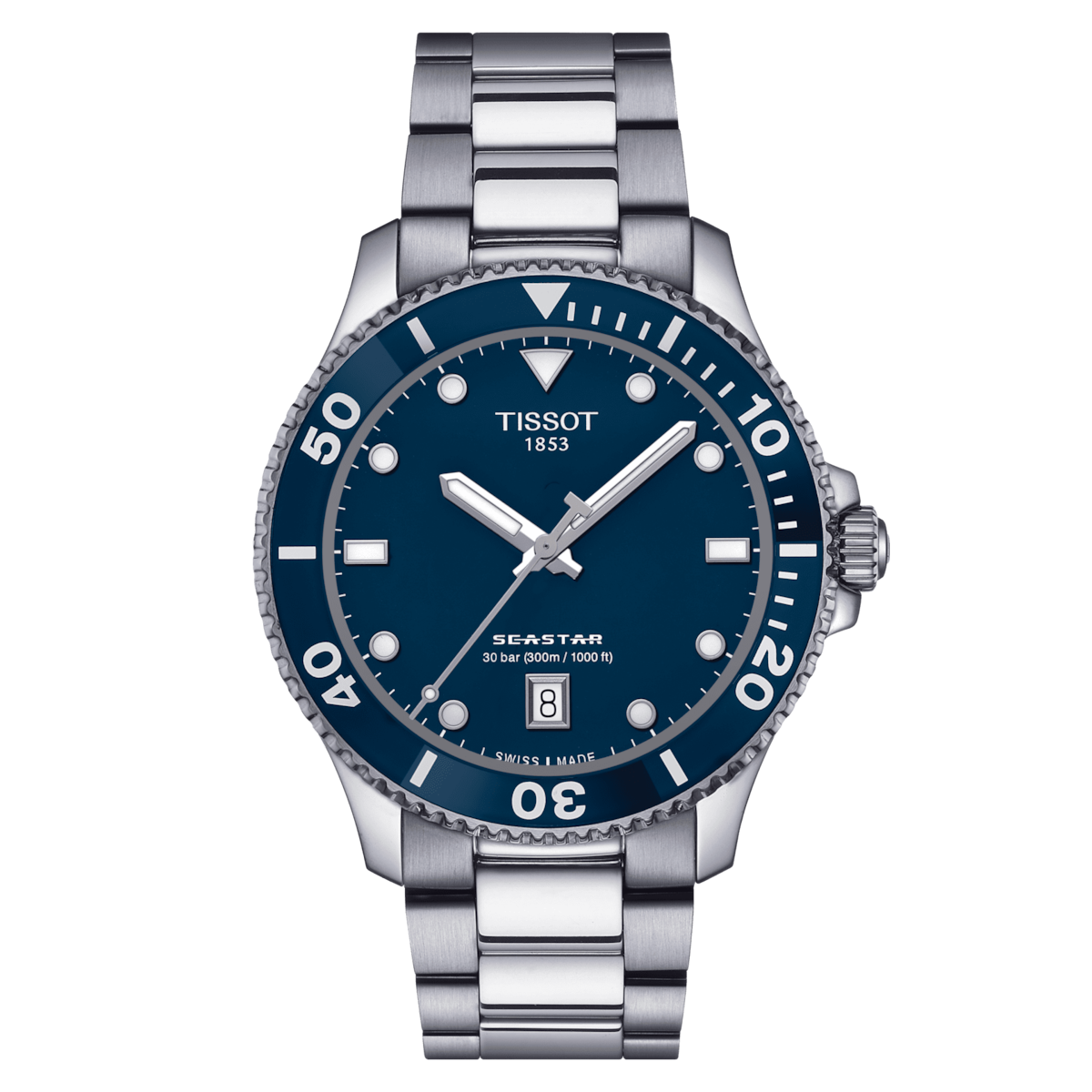 men's diving watch TISSOT SEASTAR 1000 40MM T120.410.11.041.00 40mm 300m WR sapphire crystal sapphire crystal steel strap
