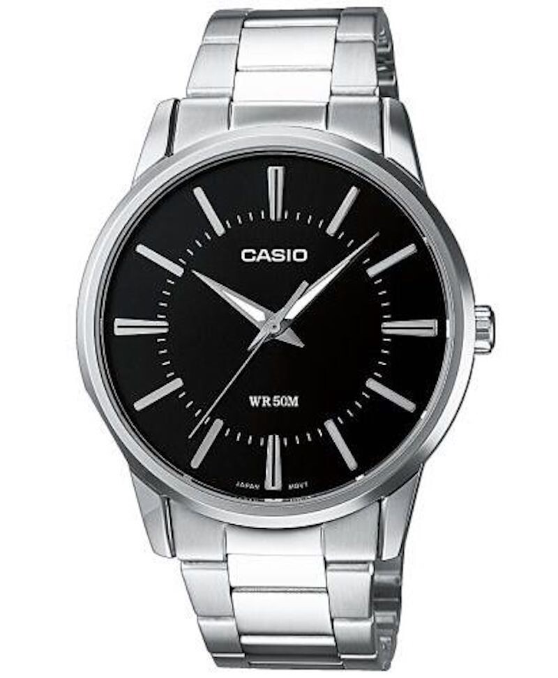 classic Casio men's watch MTP-1303PD-1A 40mm 50m WR steel strap Tri-fold clasp