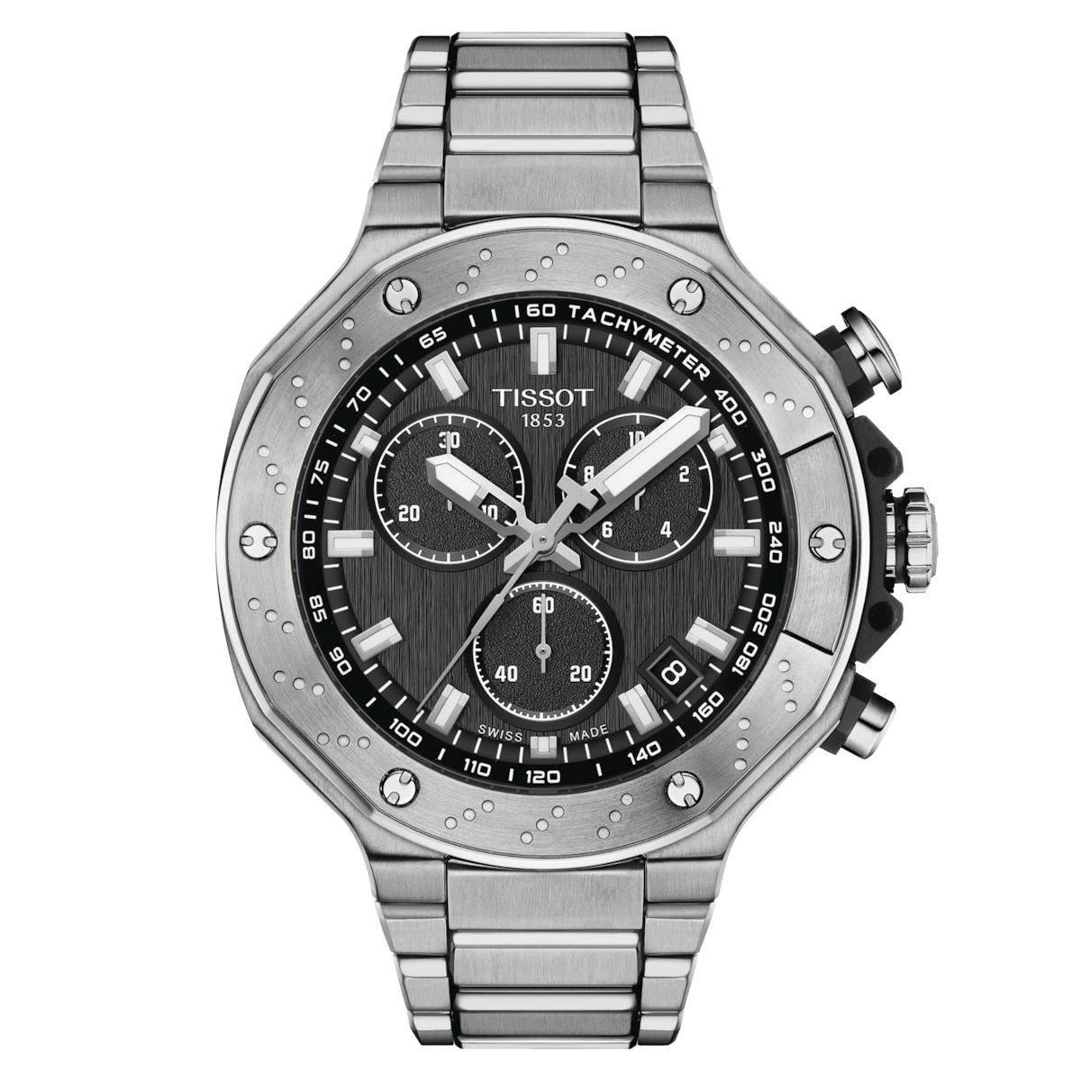 men's chronograph watch TISSOT T-RACE CHONOGRAPH T141.417.11.051.01 45mm anti-reflective sapphire crystal Superluminova 100m WR