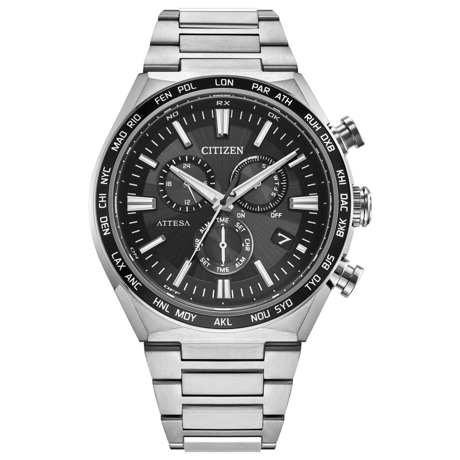 Citizen Attesa ATOMIC TIMEKEEPING CB5966-69E JDM 42mm 100m WR anti-reflective sapphire crystal JDM titanium case and strap (Japanese domestic market) Eco-Drive movement (runs on solar power or light)