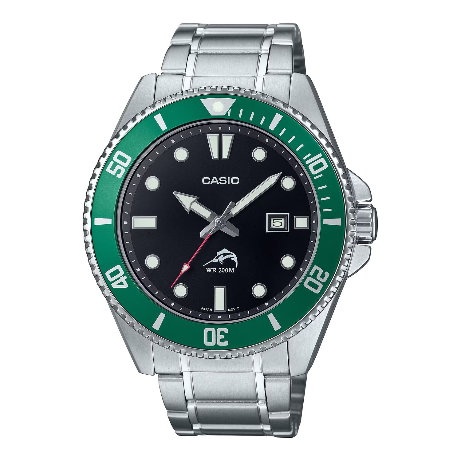 Casio MARLIN DURO MDV-106DD-1A3  Marlin Metal Legend44.2mm 200m WR “Hulk” steel strap dive watch for men