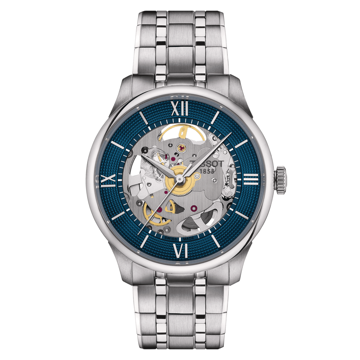 TISSOT CHEMIN DES TOURELLES SKELETON automatic men's watch T139.836.11.048.00 39mm 80h power reserve domed sapphire crystal stainless steel strap
