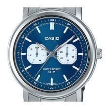 Casio MTP-E335D-2E1 classic men's watch 41mm 50m WR steel strap Luminous hands and markers