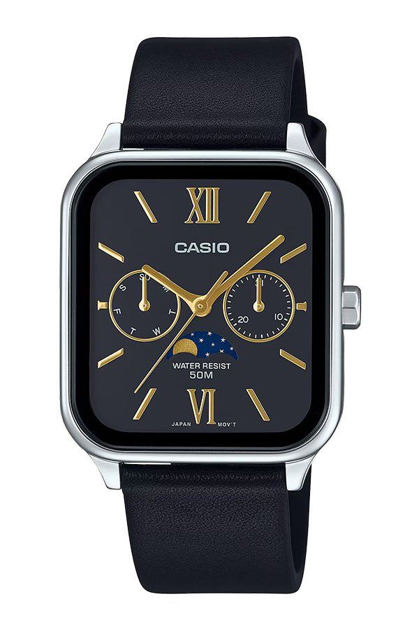 Casio MoonPhase MTP-M305L-1A2 44.5 × 34 × 9.3 mm Moon Phases leather strap classic men's watch