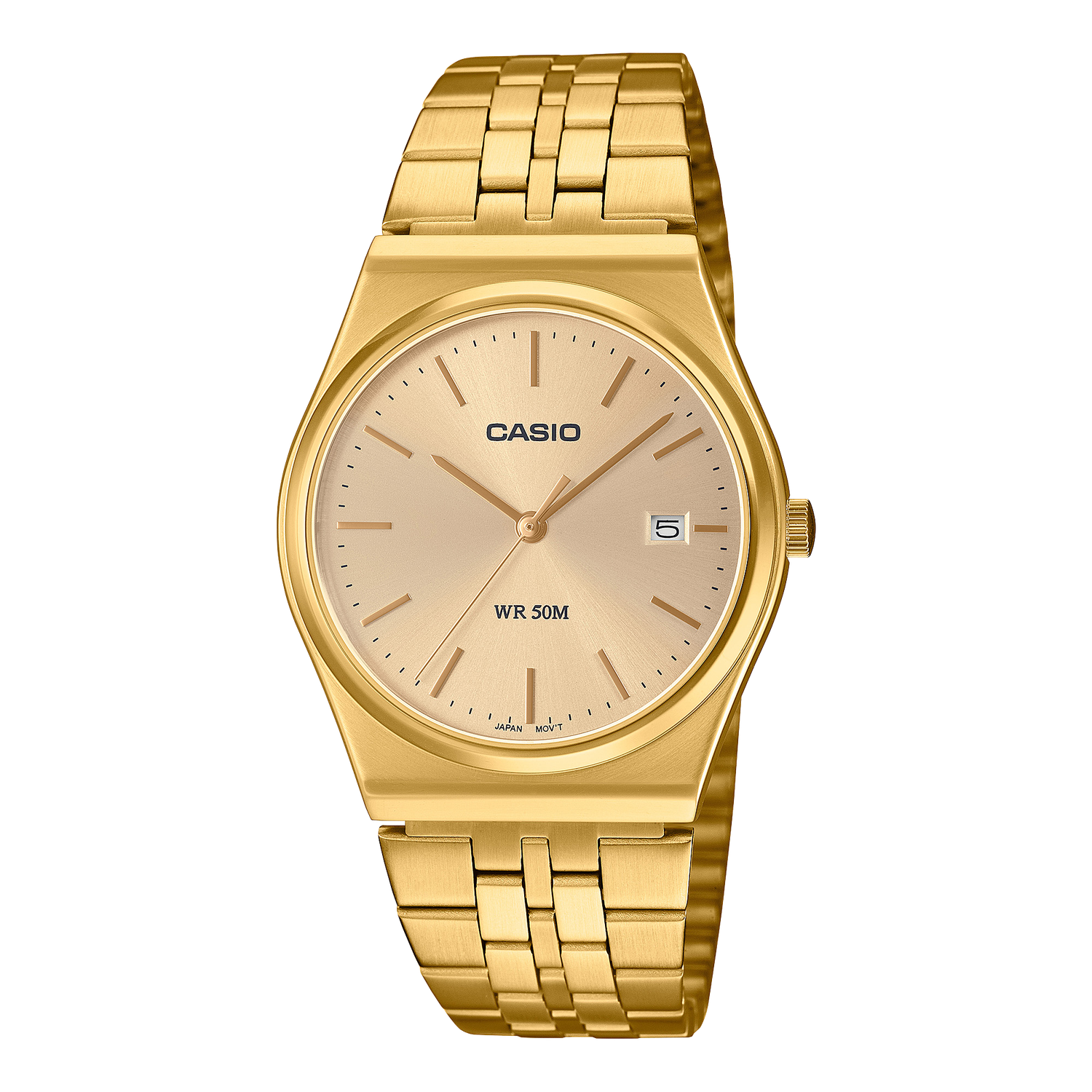 classic Casio men's watch MTP-B145G-9A 80's style 35mm 50m WR steel strap