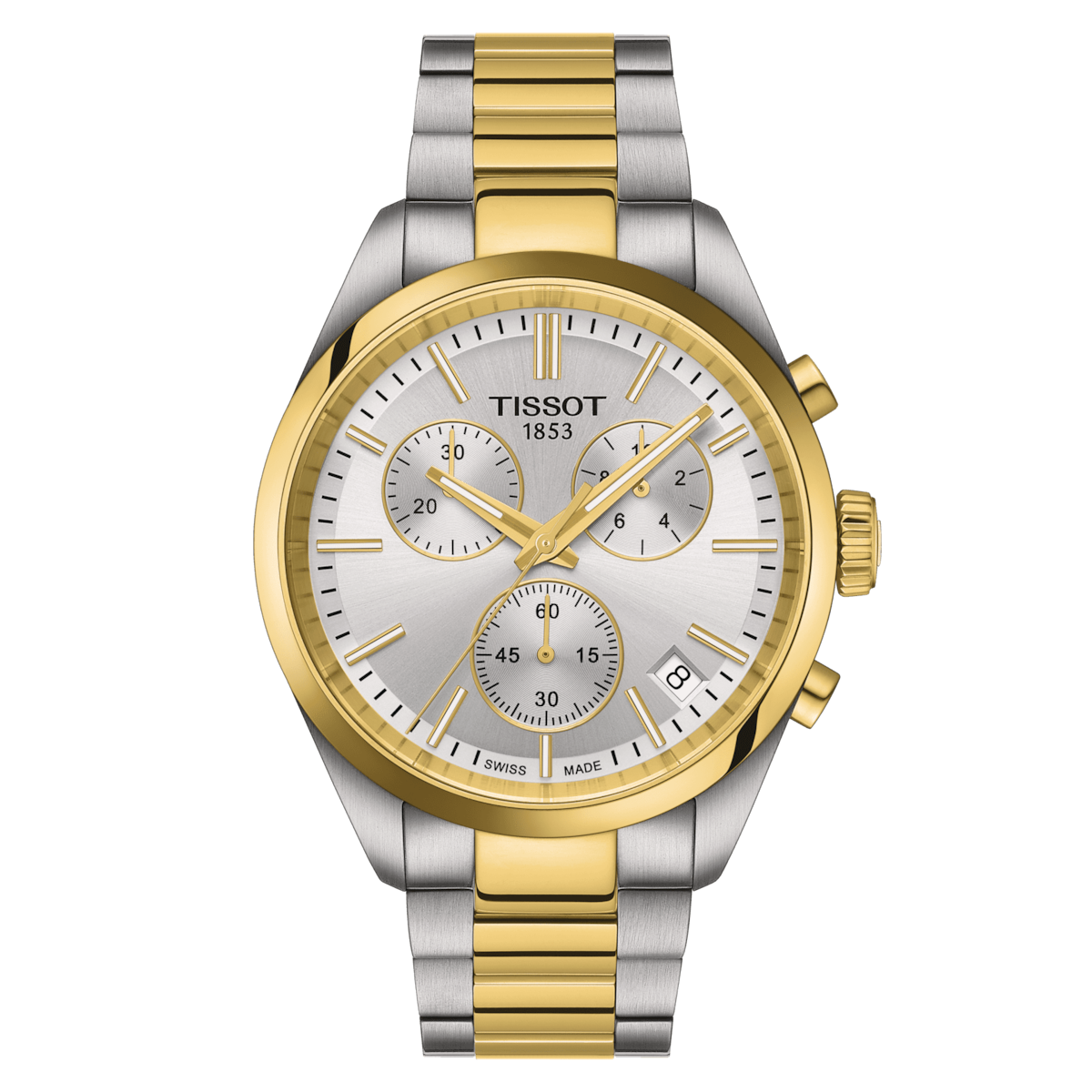 men's watch Tissot PR 100 Chronograph T150.417.22.031.00 40mm sapphire crystal 100m WR steel strap