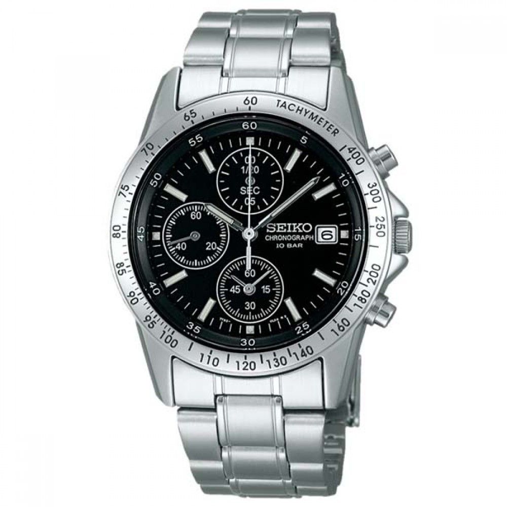 men's chronograph watch Seiko Spirit SBTQ041 JDM Limited model 38.5mm 100m WR steel strap JDM (Japanese domestic market)