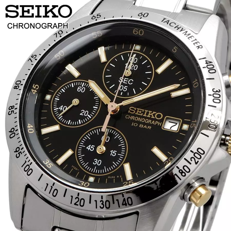 men's chronograph watch Seiko Spirit SBTQ043 JDM Limited model 38.5mm 100m WR steel strap JDM (Japanese domestic market)