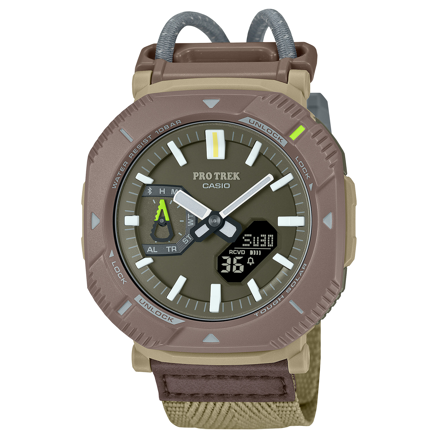Casio Pro-Trek Hiker Line solar Bluetooth watch PRJ-B001B-5JF JDM 46mm  100m WR Tough Solar cold resistant JDM cloth textile strap (Japan Domestic Market)