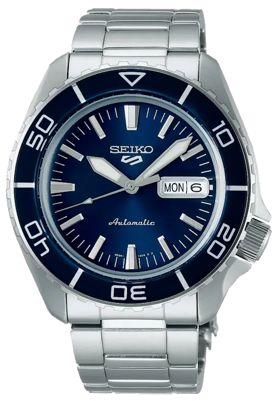 automatic men's watch Seiko 5 Sports SRPK97K1 42.5mm 100m WR 4R36 steel strap