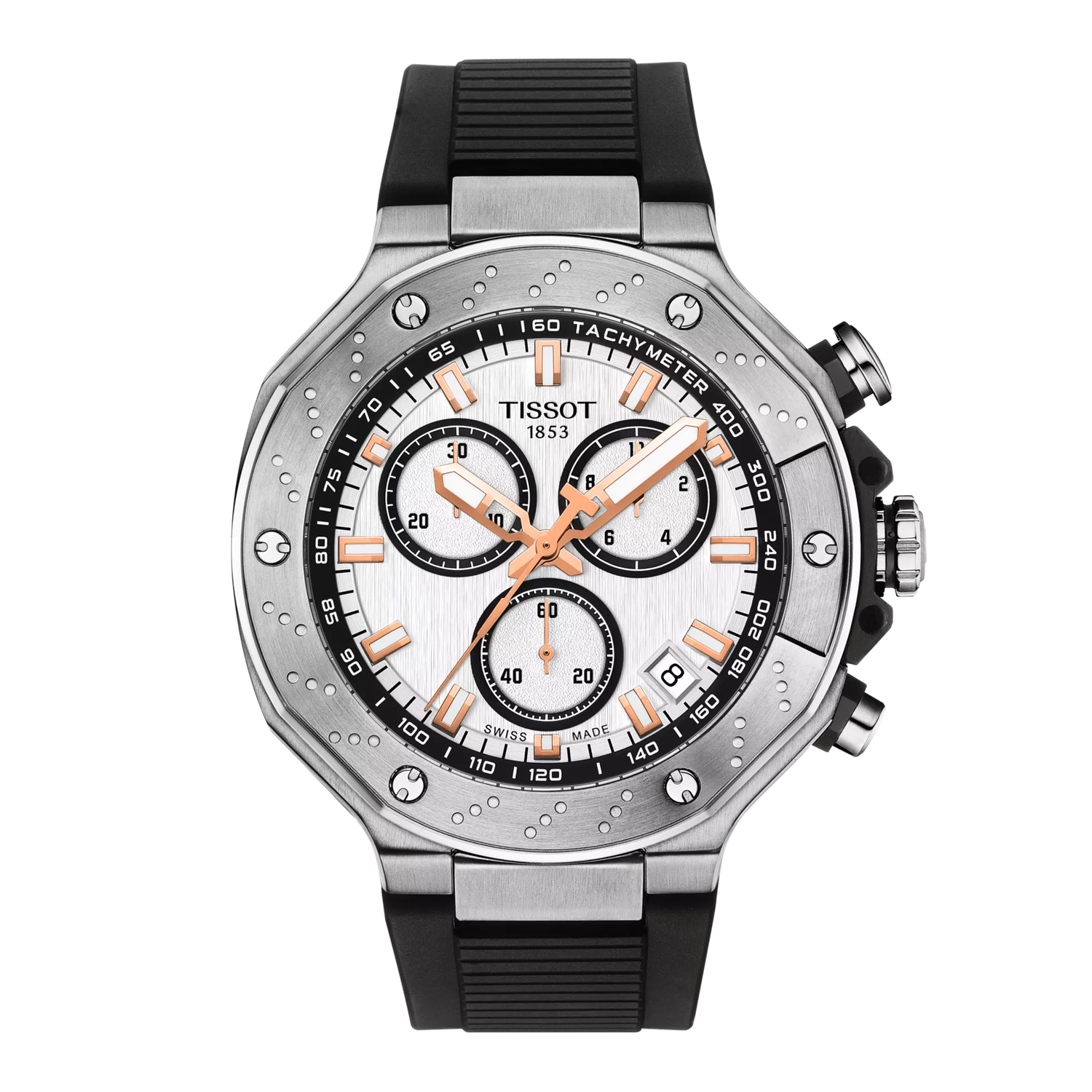 men's chronograph watch Tissot T-Race Chronograph T141.417.17.011.00 45mm sapphire crystal quartz silicon strap