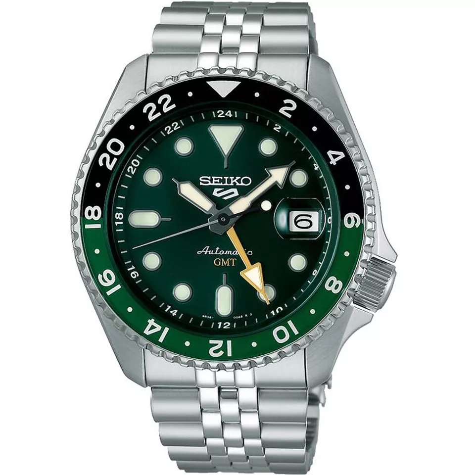 automatic men's watch Seiko 5 Sports GMT Night Lizard SSK035K1 42.5mm 100m WR steel band