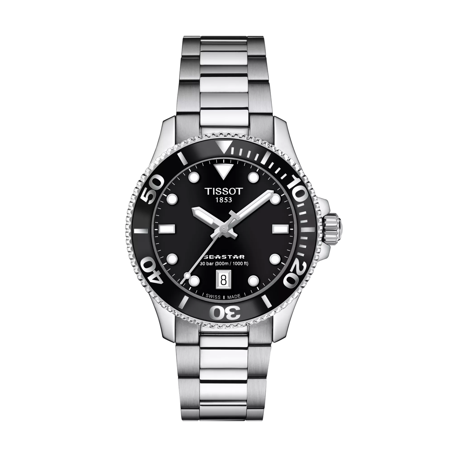 Tissot Seastar 1000 unisex watch 36mm T120.210.11.051.00 300m WR sapphire crystal steel strap quartz