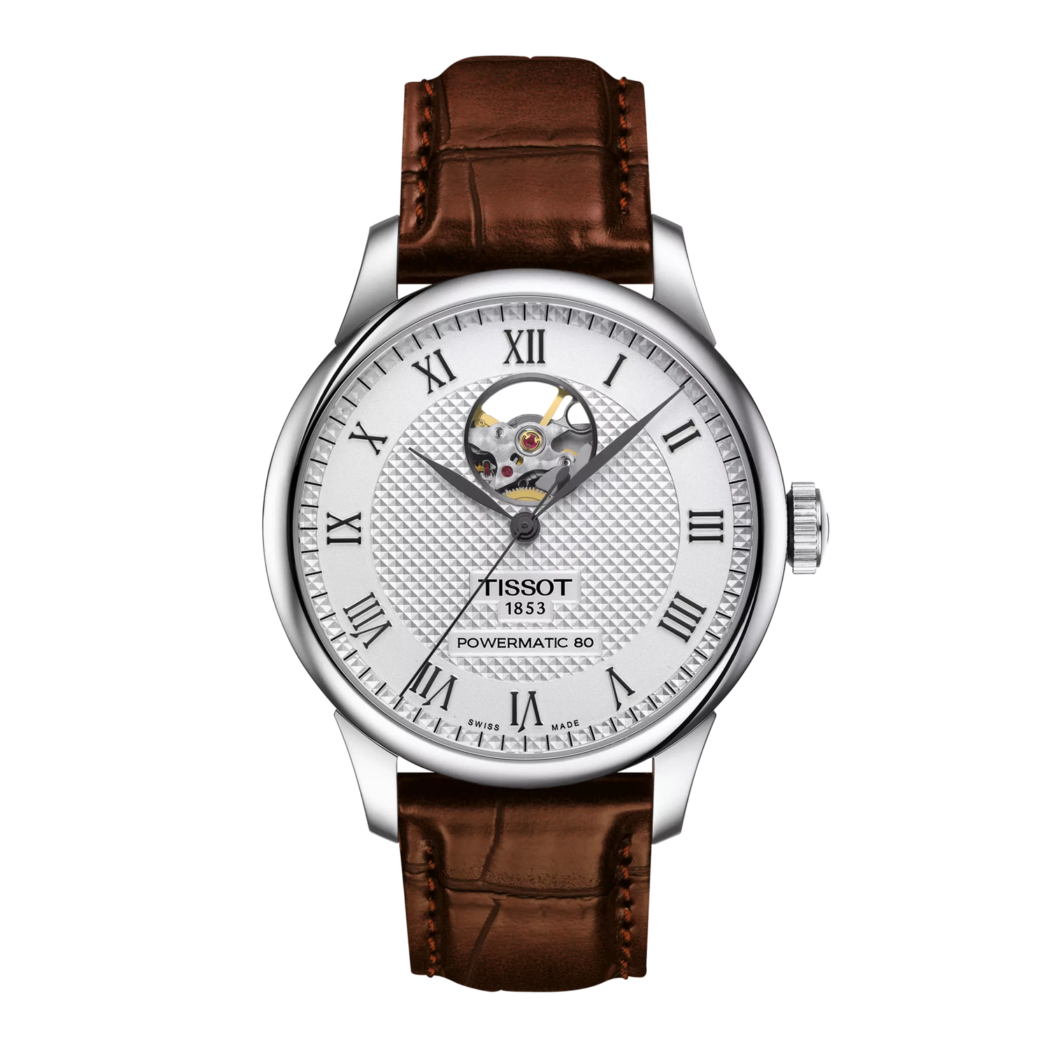 automatic watch men Tissot Le Locle Powermatic 80 Open Heart T006.407.16.033.01 39.3 mm sapphire crystal strap
