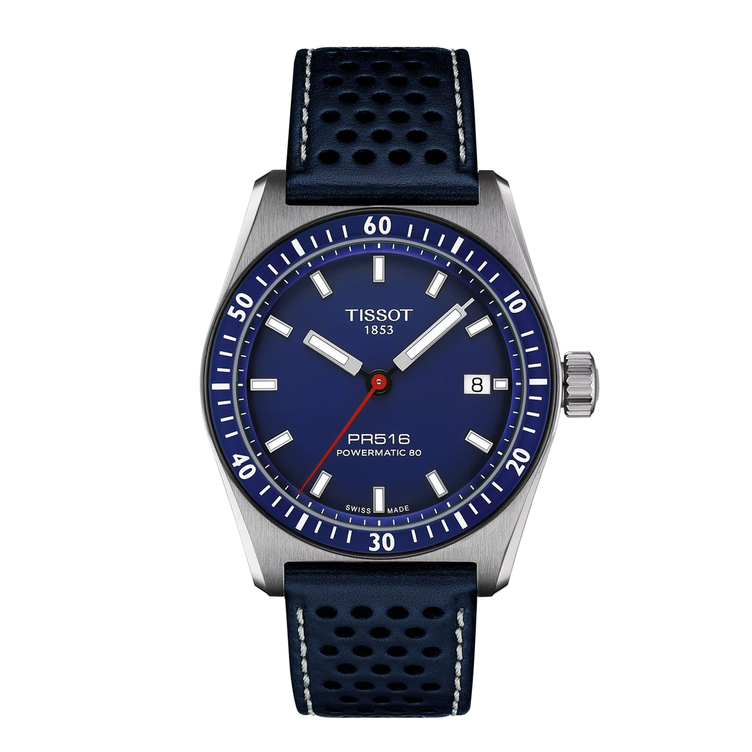 men's automatic watch Tissot PR516 Powermatic 80 T149.407.16.041.00 38mm sapphire crystal 80h power reserve 100m WR leather strap