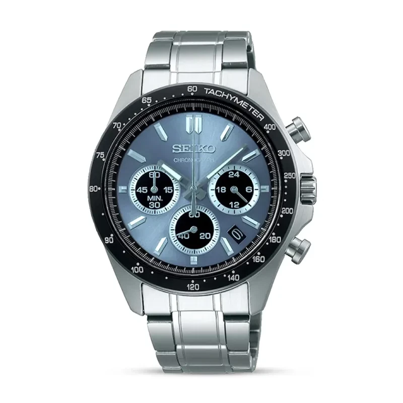 Seiko Spirit SBTR027 JDM 39.8mm 100m WR chronograph watch for men, steel bracelet