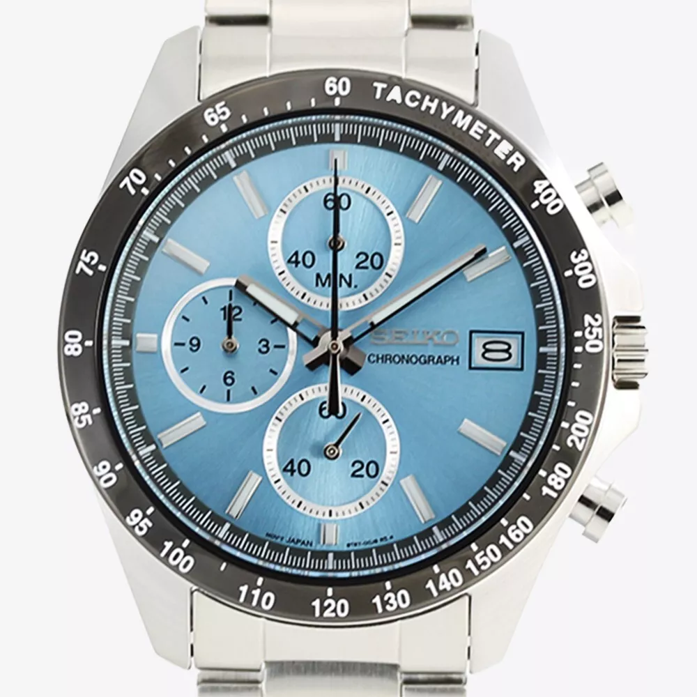 Seiko Spirit SBTR029 JDM 39.8mm 100m WR chronograph watch for men, steel bracelet