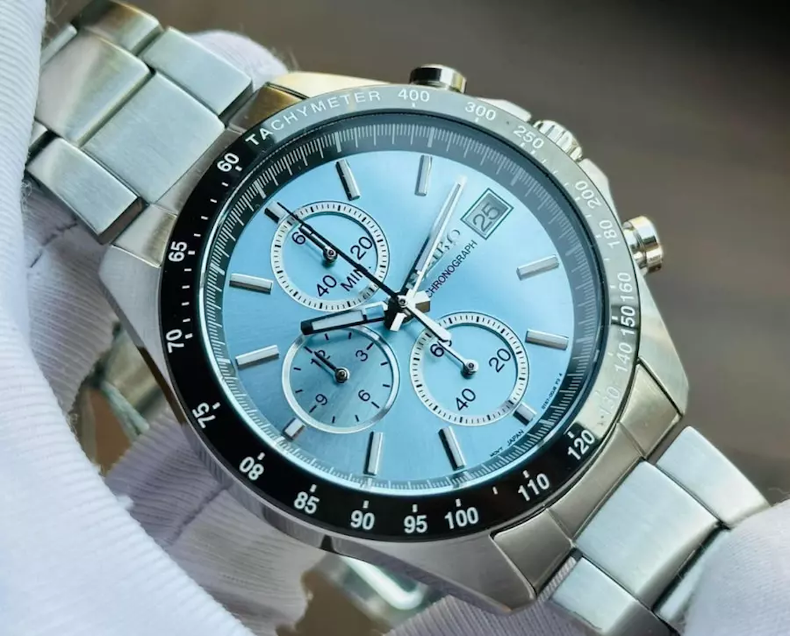 Seiko Spirit SBTR029 JDM 39.8mm 100m WR chronograph watch for men, steel bracelet
