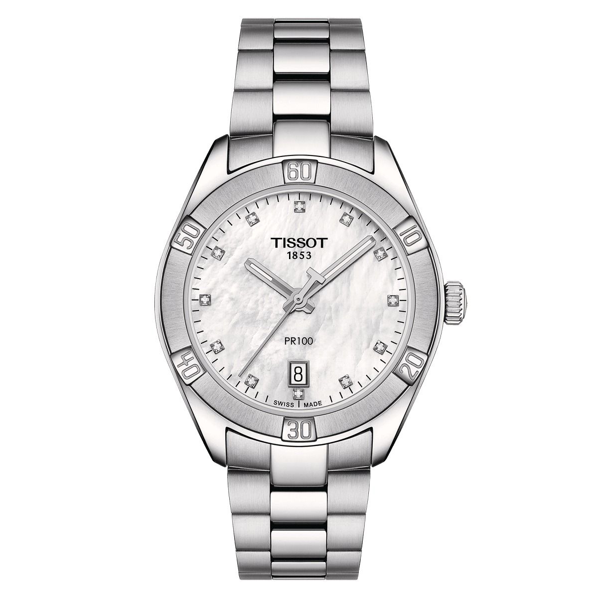 Tissot PR 100 Sport Chic T101.910.11.116.00 36mm sapphire crystal 100m WR steel strap women’s watch