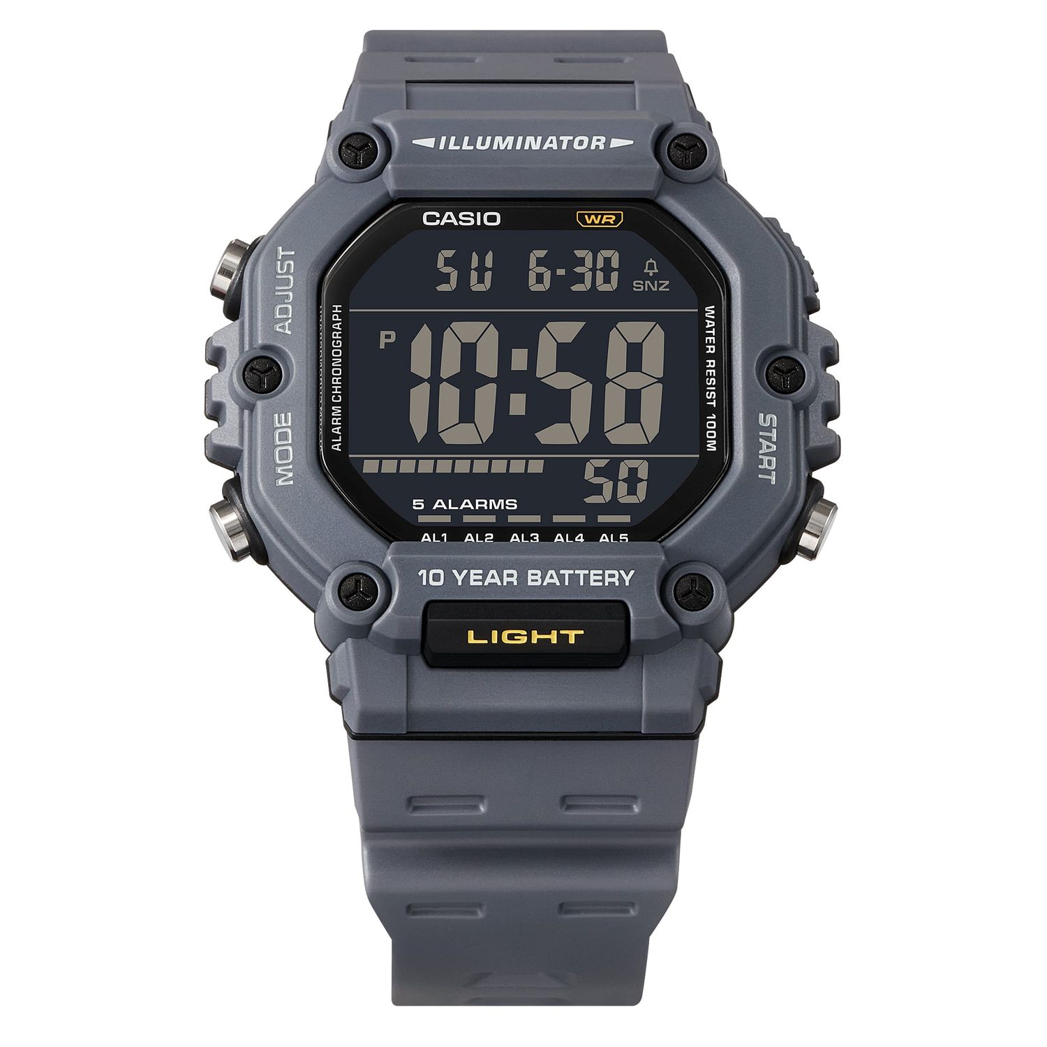 Casio AE1600H-8BV  men's sports watch 54.1 × 49.7 × 15.9 mm 10 years battery 100m WR 5 alarms