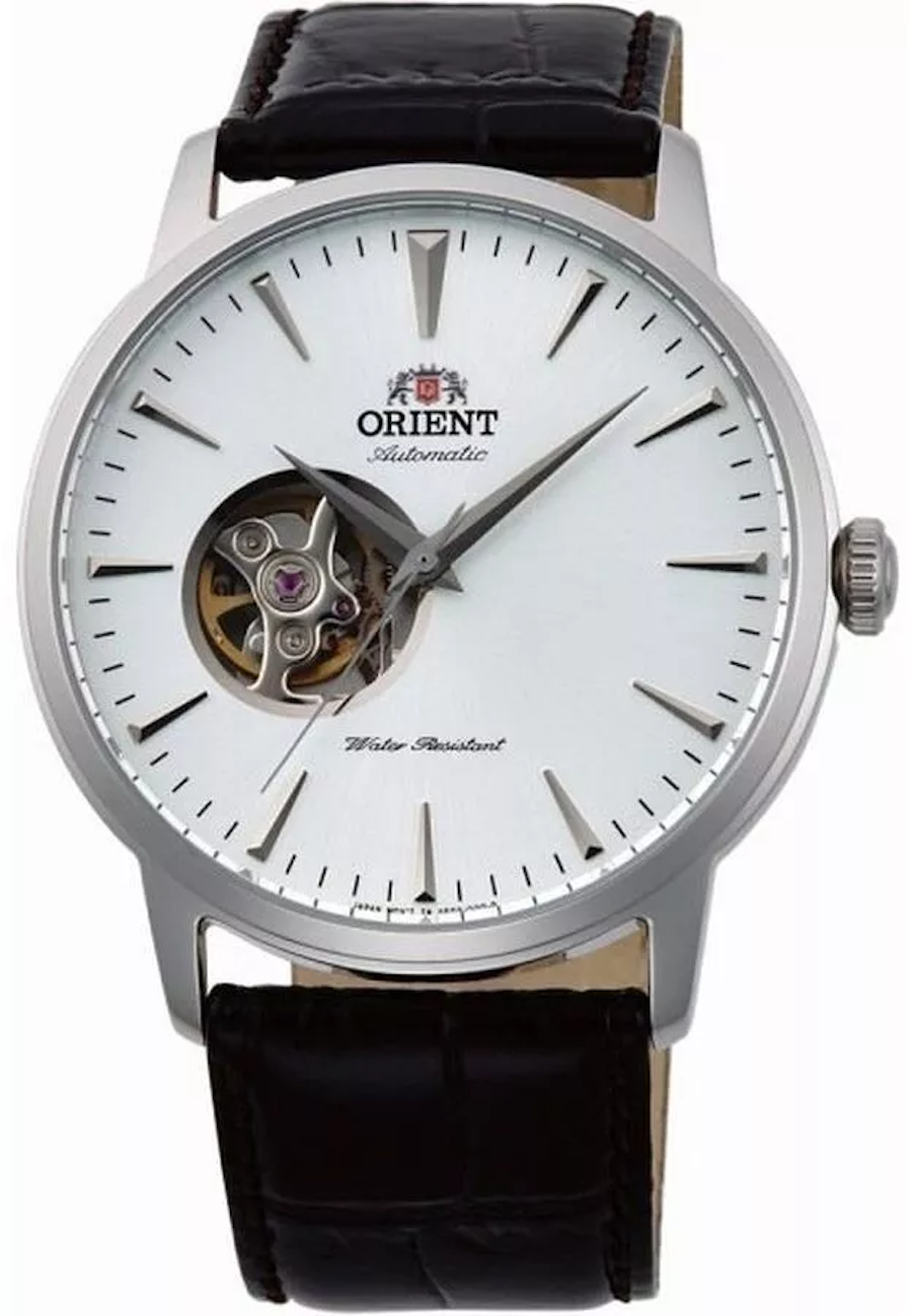 Orient Open Heart Semi-Skeleton Automatic Men's Watch TAG02005W 41mm 50m WR Hand-Hacked Leather Strap (Manual Winding)