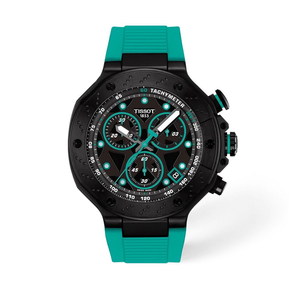 Tissot T-Race Quartz Chronograph Men's Watch T141.417.37.051.01 45mm anti-reflective sapphire crystal 100m WR silicone strap