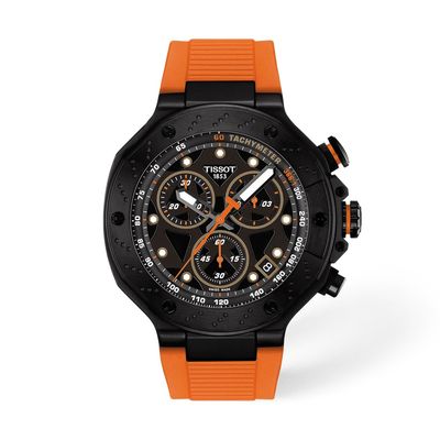 Tissot T-Race Quartz Chronograph T141.417.37.051.02 men's chronograph watch 45 mm anti-reflective sapphire crystal 100 m WR silicone strap