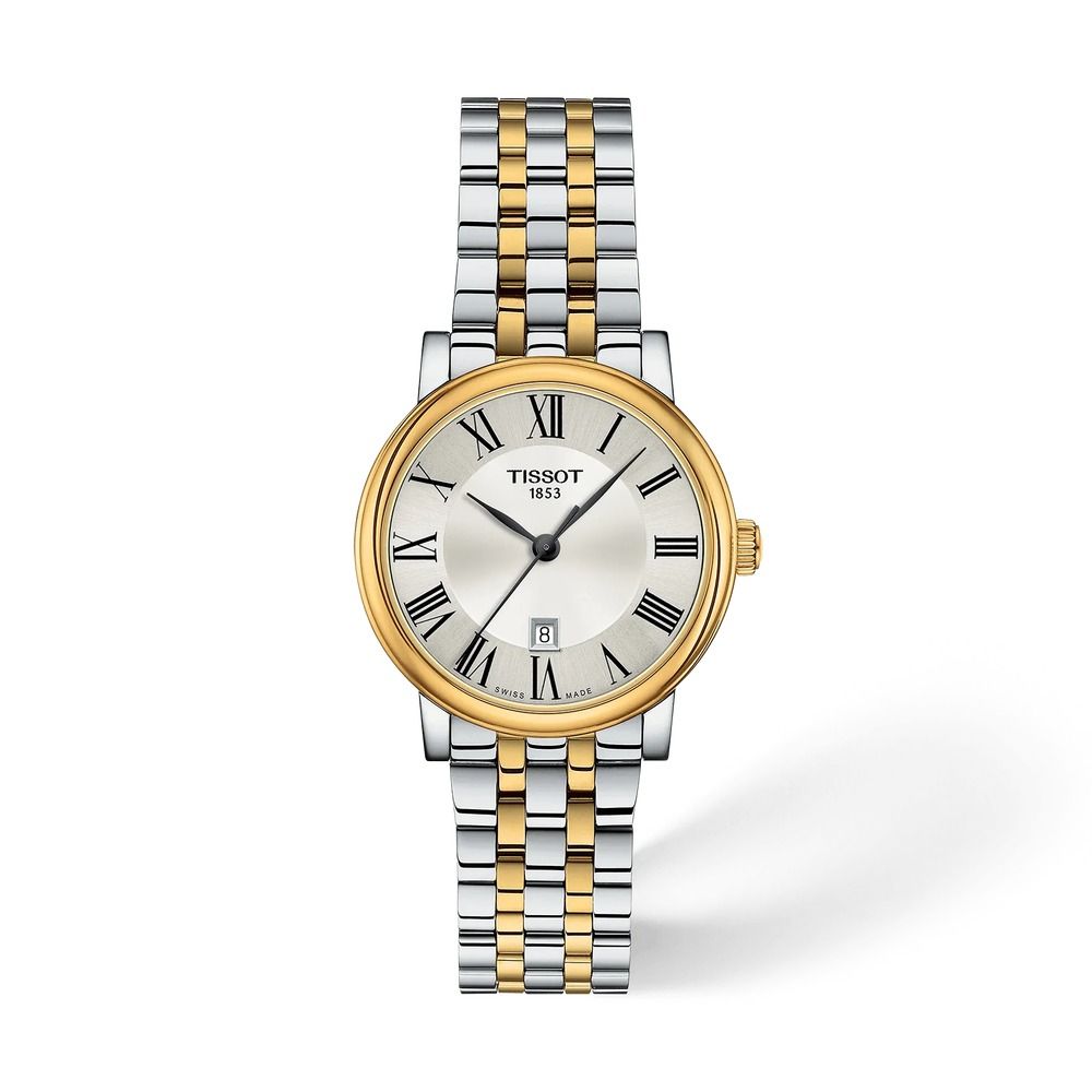 Women’s quartz watch Tissot Carson Premium T122.210.22.033.00 30mm – Sapphire, 50 m, two-tone steel and gold PVD bracelet