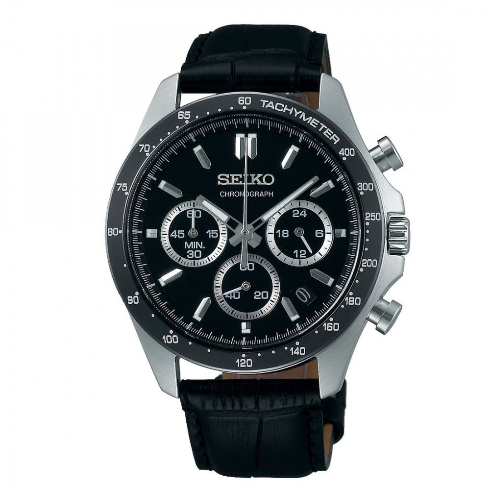 Men’s Quartz Watch Seiko Spirit SBTR021 JDM 39.8mm – Chronograph, Tachymeter, 100 m, Leather Strap ￼Japan Domestic Market