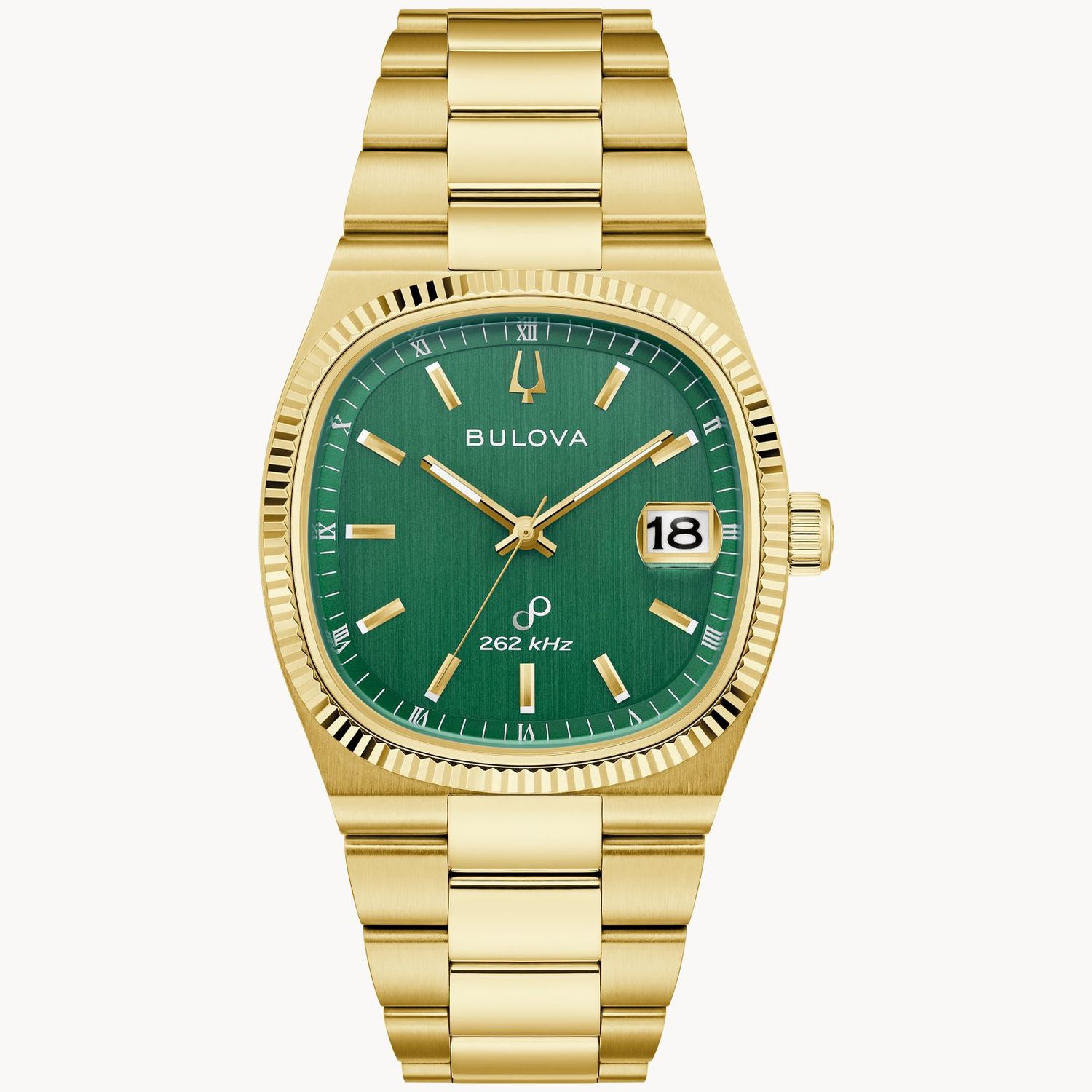 Bulova Super Seville 97B237 men's watch, 38 mm, high-precision HPQ 262 kHz quartz movement, anti-reflective sapphire crystal, steel strap