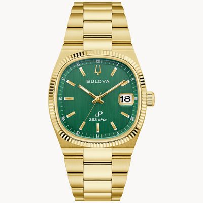 Bulova Super Seville 97B237 men's watch, 38 mm, high-precision HPQ 262 kHz quartz movement, anti-reflective sapphire crystal, steel strap