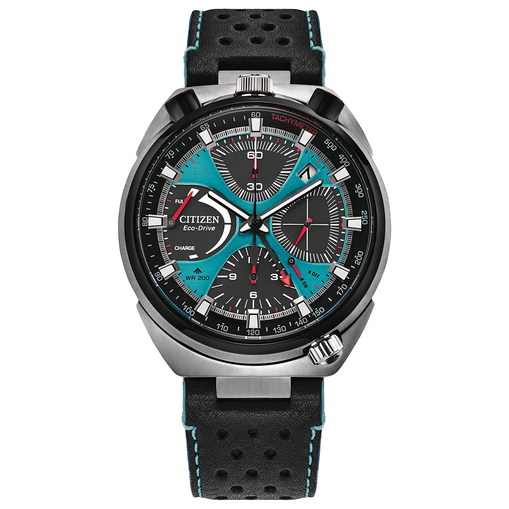 Citizen Promaster Tsuno Racer AV0106-01L Limited Edition Men's Solar Chronograph Watch 44.5mm 200m WR Sapphire Crystal Leather Strap Eco-Drive Movement (powered by solar energy or light)