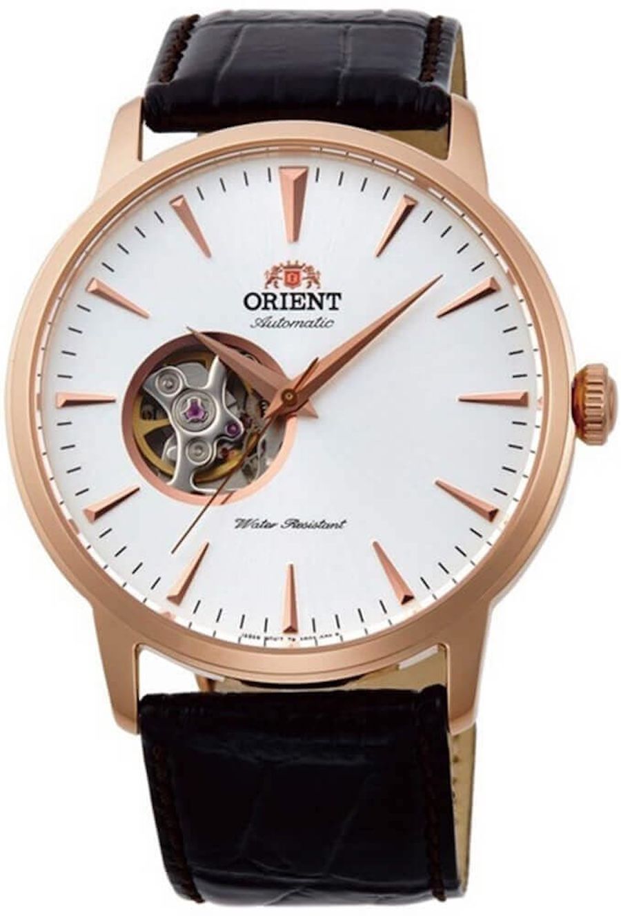 Orient Contemporary Open Heart automatic men's watch TAG02002W 41mm 50m WR leather strap