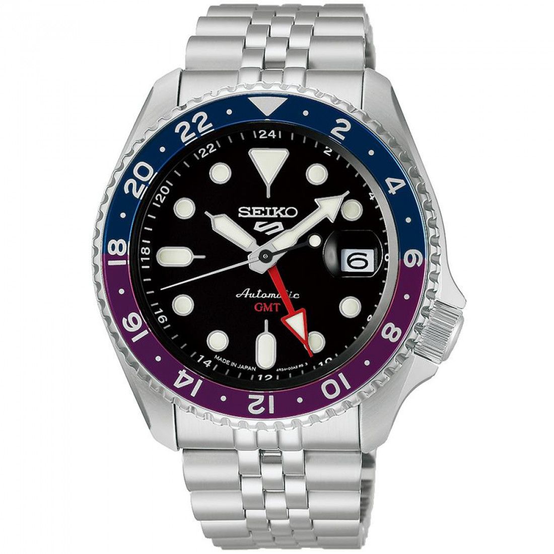 SEIKO 5 Sports GMT Blueberry Twilight SBSC021 JDM 42.5mm 100M WR automatic watch for men Made in Japan English-Kanji steel strap JDM (Japanese domestic market)