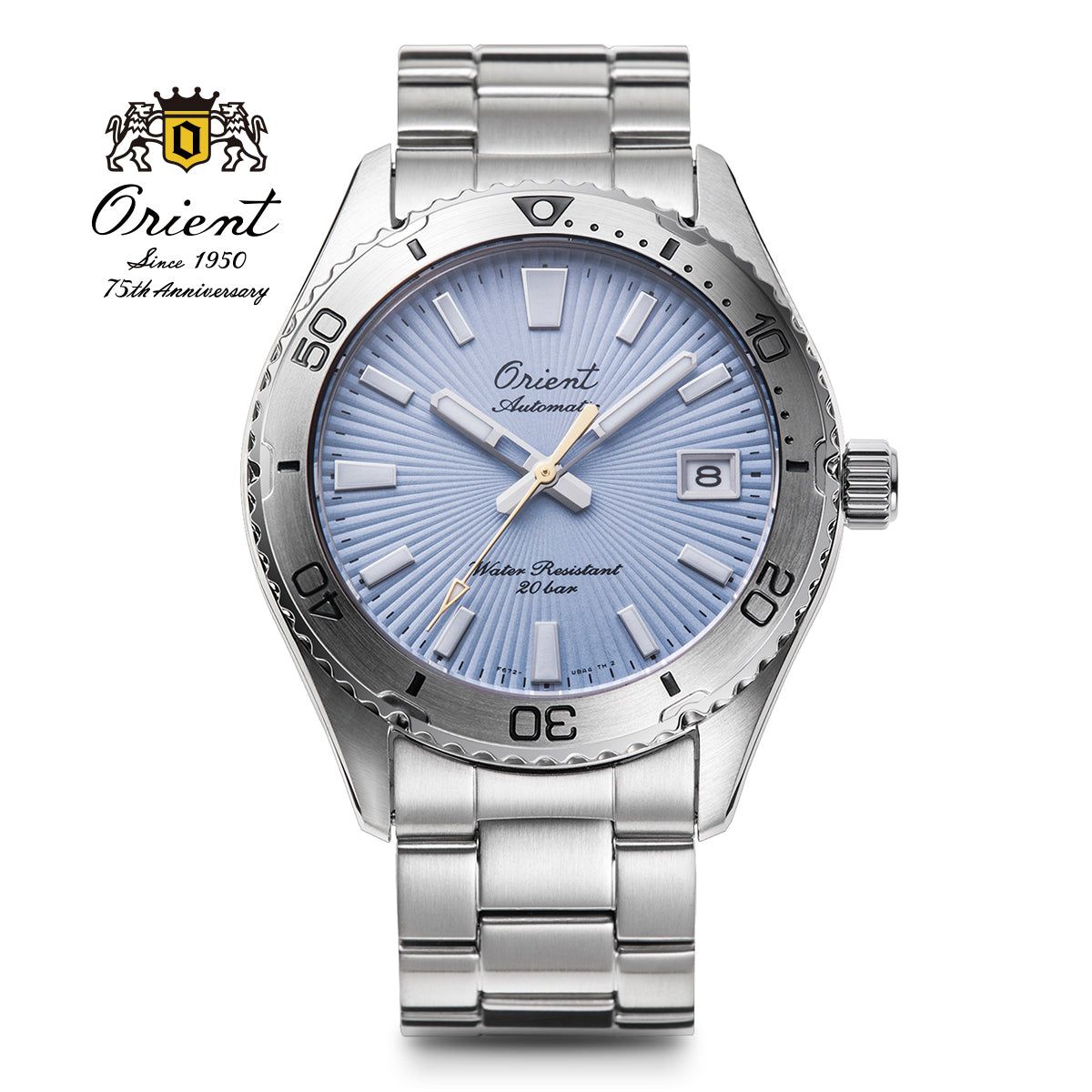 Orient Mako Sports  RA-AC0Q12L Limited Edition 75th Anniversary men's automatic diving watch, 39.9 mm, 200 m WR, sapphire crystal, steel bracelet