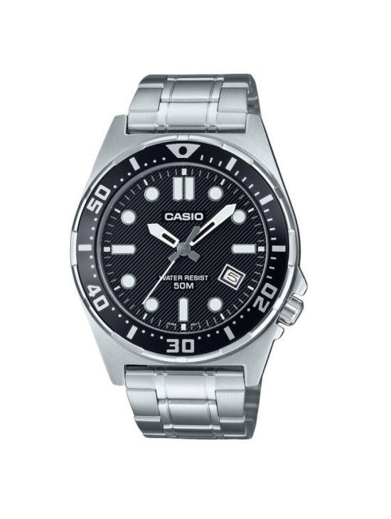 Casio MTD-135D-1A – Reloj deportivo de acero con esfera negro resistente al agua 100m
