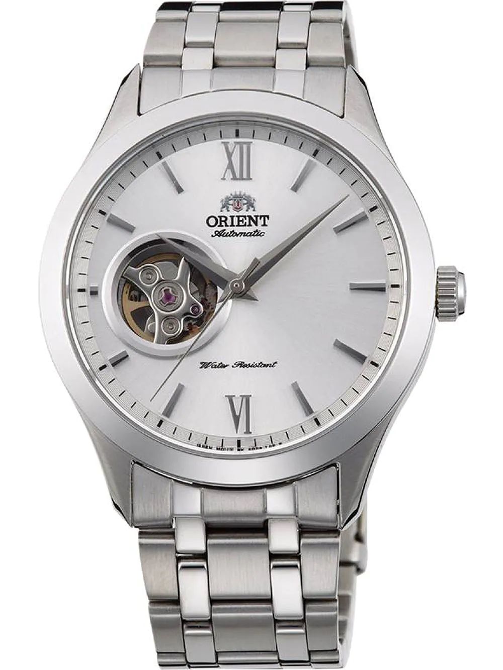 Men’s automatic ORIENT Contemporary Open Heart TAG03001W 38.5 mm – Sapphire, 50 m, steel bracelet