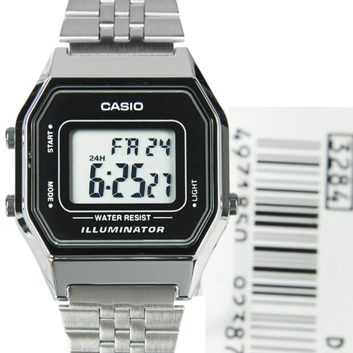 Reloj mujer Casio LA680WEA-1DF clásico plateado negro luz led