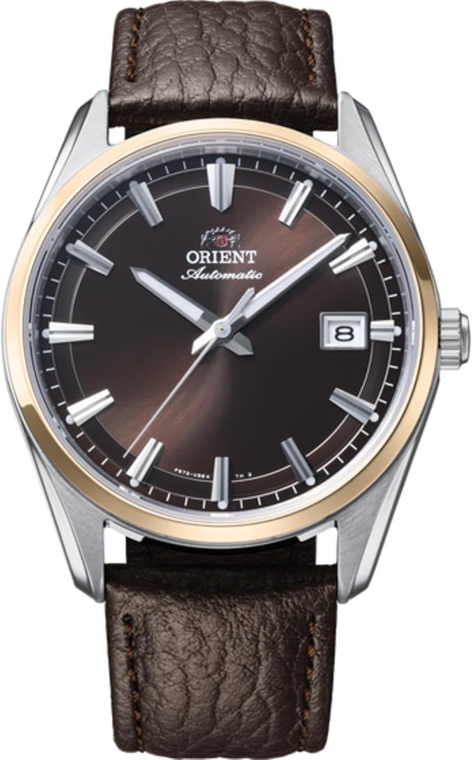 Orient Stretto Date RA-AC0R03Y Chocolate / Rose Gold  men's automatic watch 38.5 mm 50 m WR sapphire crystal leather strap