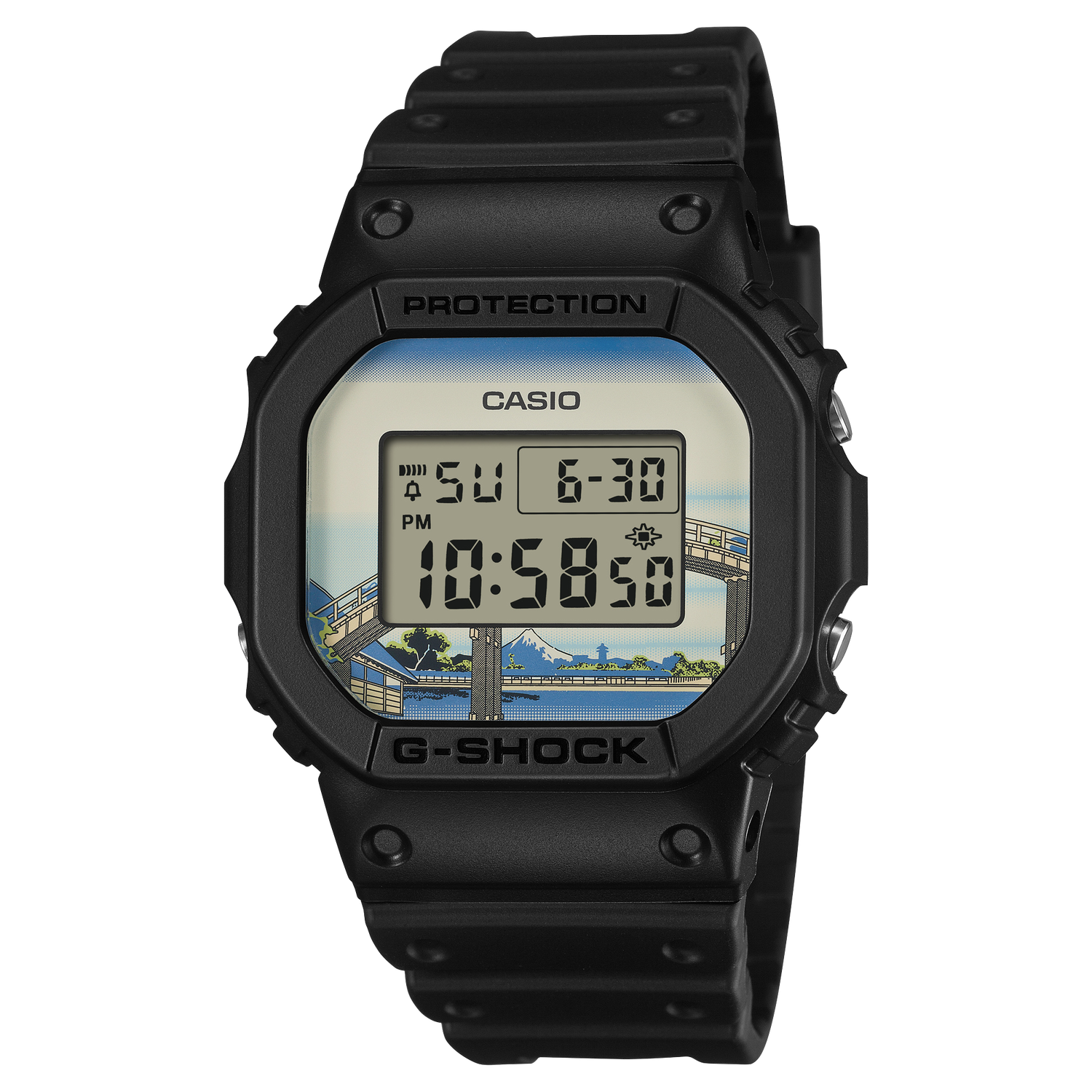 CASIO G-SHOCK DW-5600KHFM25-1JR JDM Special Edition Katsushika Hokusai Fukagawa Digital Watch for Men Made in Japan JDM (Japanese Domestic Market) 200m WR Shock Resistant