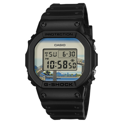 CASIO G-SHOCK DW-5600KHFM25-1JR JDM Special Edition Katsushika Hokusai Fukagawa Digital Watch for Men Made in Japan JDM (Japanese Domestic Market) 200m WR Shock Resistant